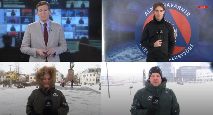 Fréttamenn Sýnar voru í beinni frá nokkrum stöðum í borginni í hádeginu. 