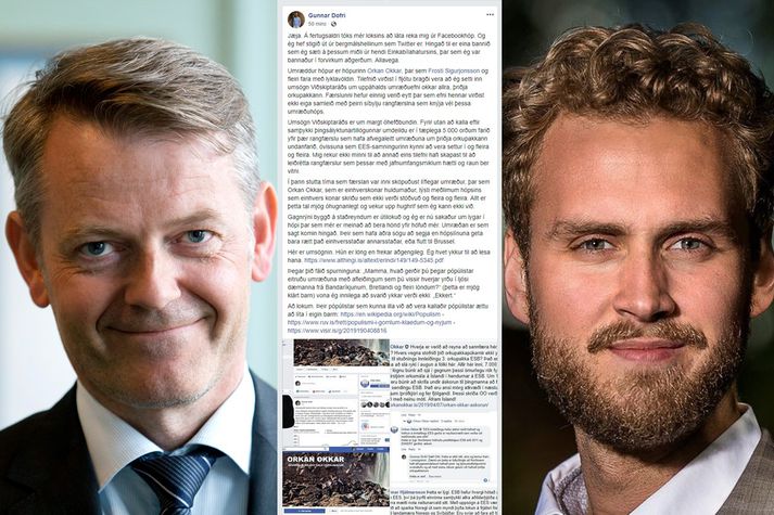 Frosti Sigurjónsson (t.v.) segir alla velkomna í hópinn, en auðvitað ekki á fölskum forsendum. Gunnari D. Ólafssyni var í dag rekinn úr umræðuhópnum vegna umsagnar Viðskiptaráðs.