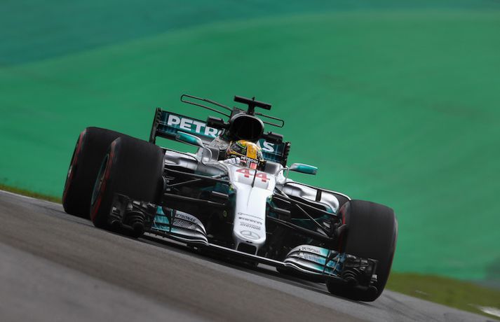 Lewis Hamilton á æfingu í Brasilíu.