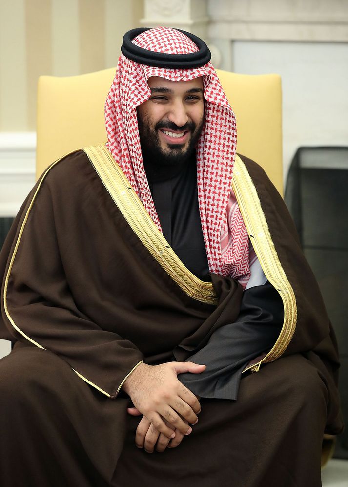 Mohammed bin Salman glaður í bragði.