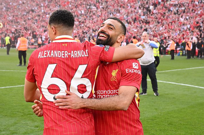 Trent Alexander-Arnold og Mohamed Salah hafa fagnað mörgum sætum sigrum saman.