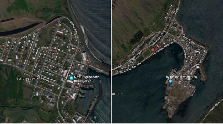 Bæjarfélögin eru nú hin blómlegustu á Google Maps.