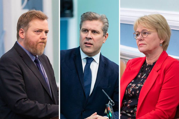 Sigmundur Davíð Gunnlaugsson, formaður Miðflokksins, Bjarni Benediktsson fjármálaráðherra og Oddný G. Harðardóttir, þingflokksformaður Samfylkingarinnar.