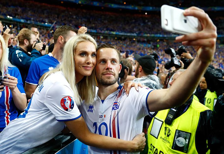 Gylfi Þór Sigurðsson og Alexandra Helga Ívarsdóttir á HM 2018.