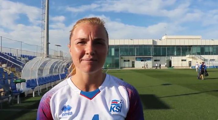Glódís Perla eftir sigurinn.