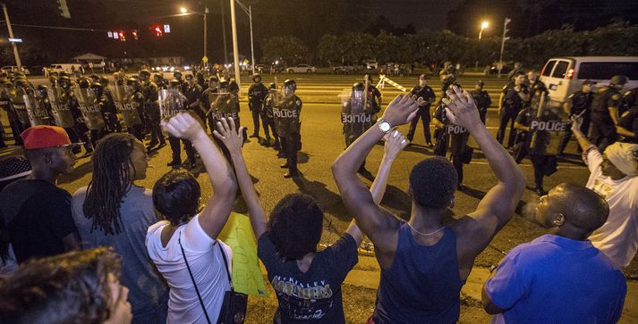 Frá mótmælum í Baton Rouge.