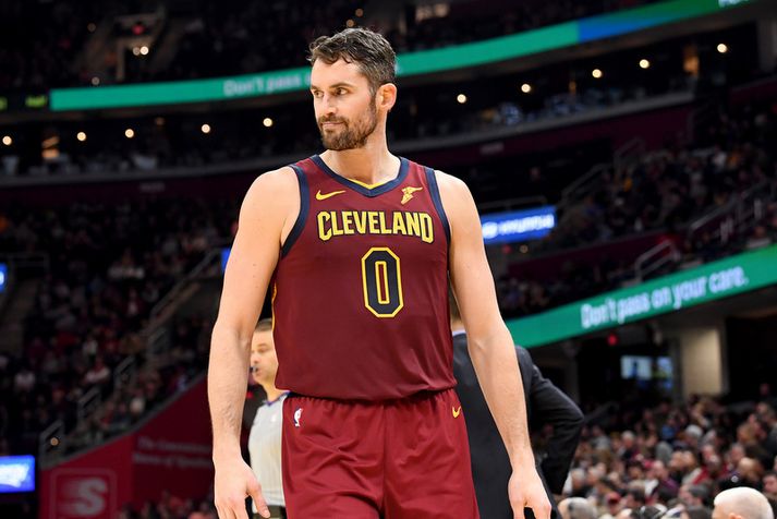 Kevin Love í leik með Cleveland Cavaliers en samningur hans rennur ekki út fyrr en sumarið 2022.