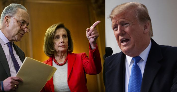 Nancy Pelosi, Chuck Schumer og félagar úr Demókrataflokknum hyggast standa í vegi fyrir Trump