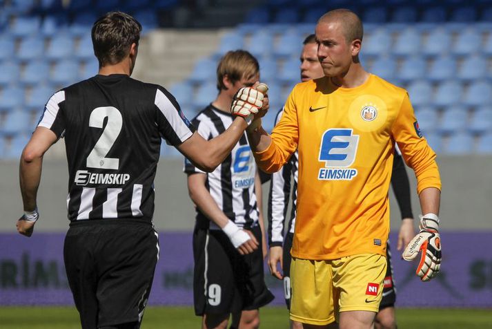 Hannes tók ekki út leikbann í leiknum gegn Breiðablik í síðustu viku. Rúnar Alex Rúnarsson verður í rammanum á sunnudaginn. 