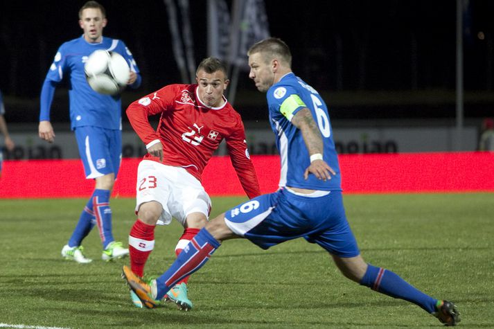 Grétar Rafn Steinsson í landsleik á móti Sviss á dögunum.