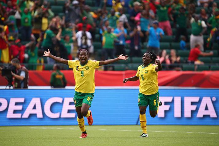 Madeleine Ngono Mani fagnar sigurmarki sínu.