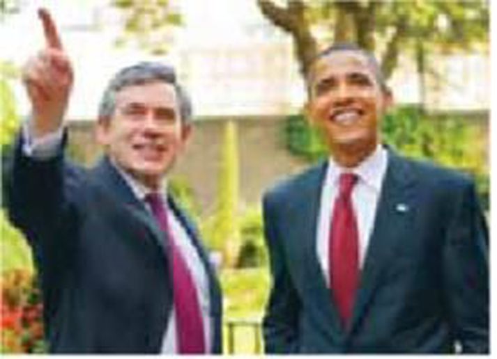 Obama og Brown þegar allt lék í lyndi.
