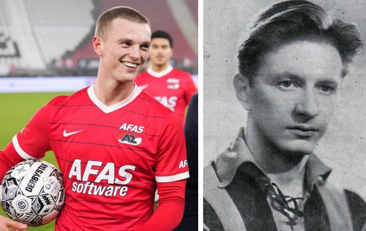 Albert Guðmundsson og nafni hans og afi þegar hann lék með AC Milan á fimmta áratug síðustu aldar.