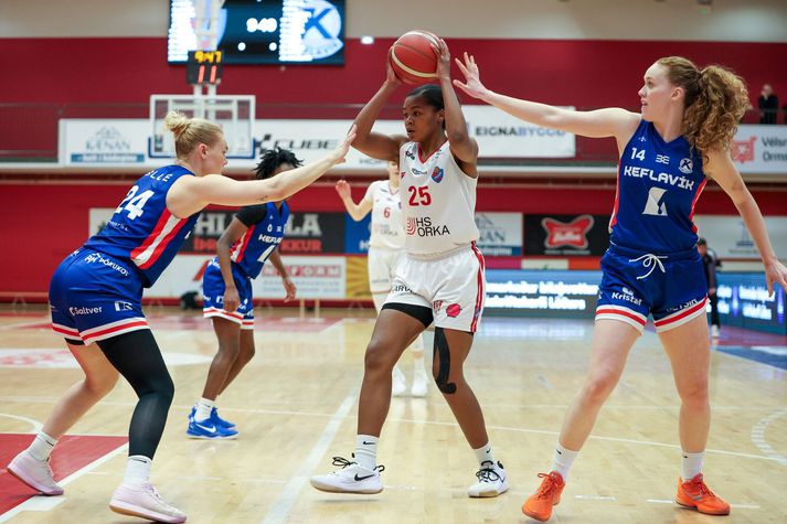 Krystal-Jade Freeman spilaði vel fyrir Hauka í sigrinum í kvöld. 