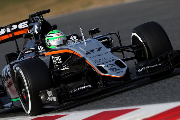 Nico Hulkenberg í Force India bílnum.