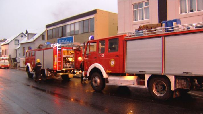 Frá vettvangi í morgun.