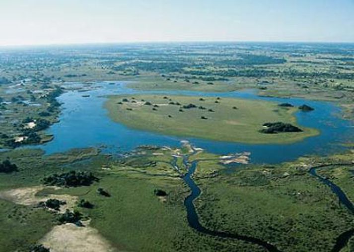 Flugvélin hrapaði yfir Okavango Delta sem er vinsælt ferðamannasvæði í Botswana.