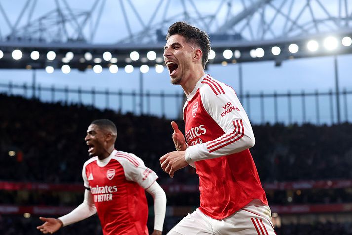Kai Havertz fagnar sigurmarkinu mikilvæga gegn Burnley.