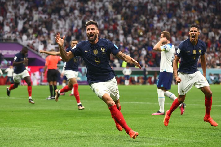 Oliver Giroud, markahæsti leikmaður í sögu Frakklands, skoraði sigurmarkið í kvöld.