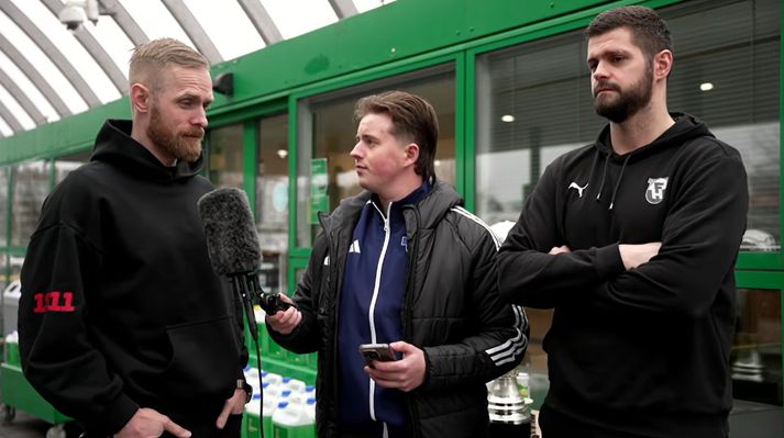 Björgvin Páll Gústavsson og Ágúst Birgisson komu meðal annars með spurningar hvor fyrir annan.