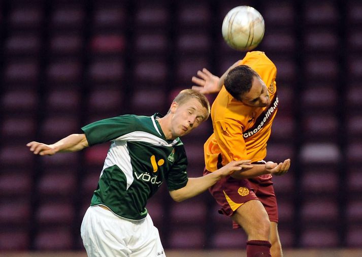 Finnur Orri Margeirsson í fyrsta Evrópuleik Breiðabliks, gegn Motherwell 2010.