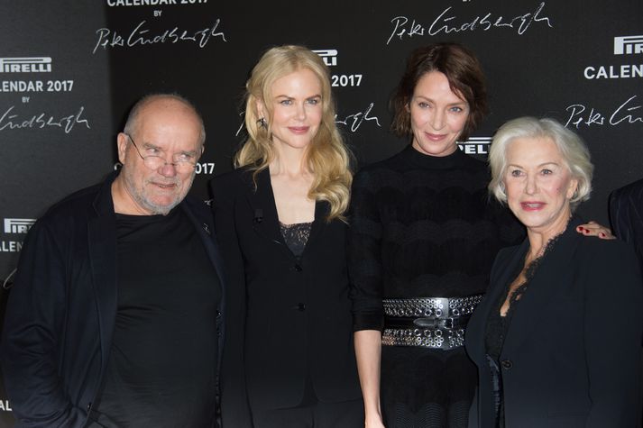 Peter Lindbergh ásamt Nicole Kidman, Uma Thurman og Helen Mirren.