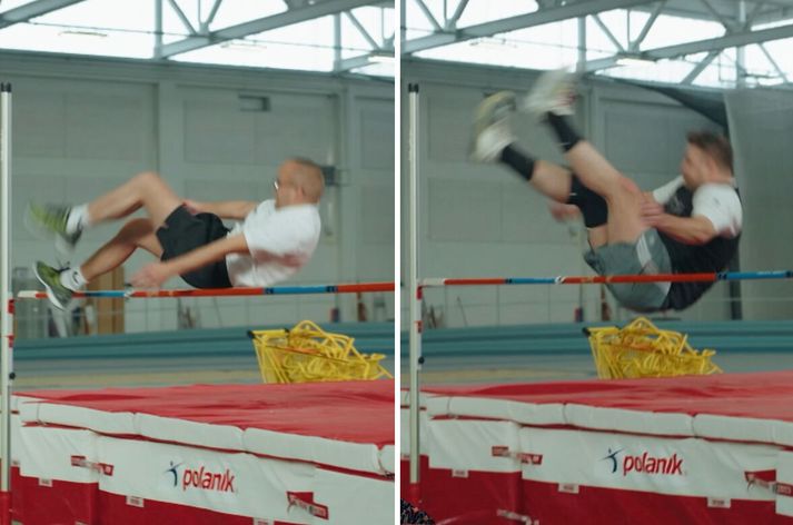 Strákarnir sýndu frábær tilþrif í hástökkinu.