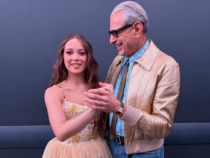 Jeff Goldblum er greinilega mikill aðdáandi Laufeyjar og virtist afar ánægður með að fá að troða upp með henni.