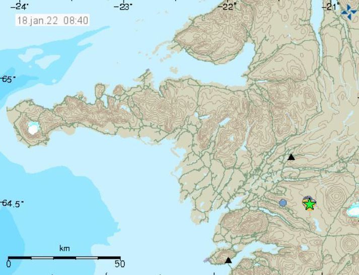 Skjálftinn mældist 3,3 að stærð.