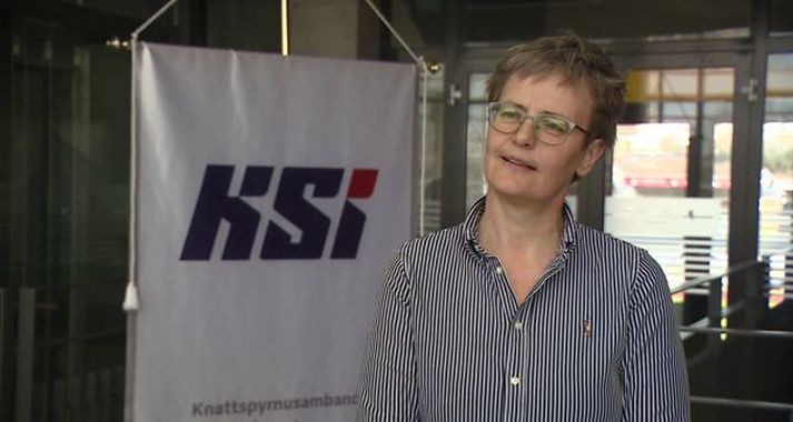 Klara Bjartmarz, framkvæmdastjóri KSÍ, í höfuðstöðvunum í dag.