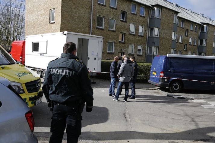 Frá vettvangi morðanna í dag.