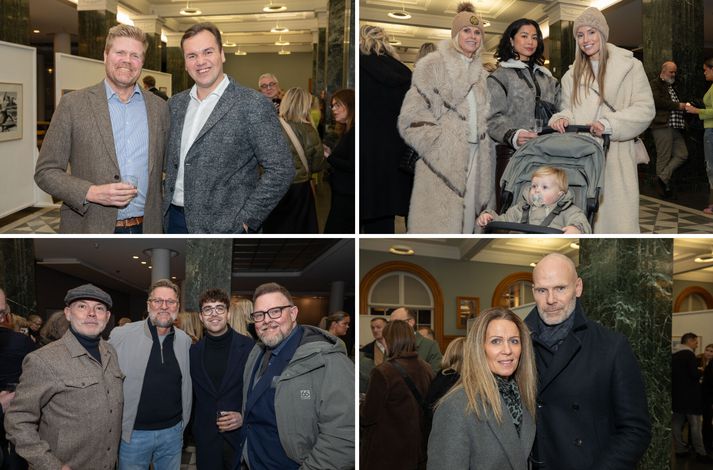 Húsfyllir var í Landsbankahúsinu í gær þegar Sigurður Sævar Magnússon opnaði einkasýningu sína.