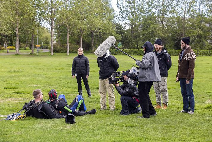 Tökuliðið vakti athygli á Klambratúni.