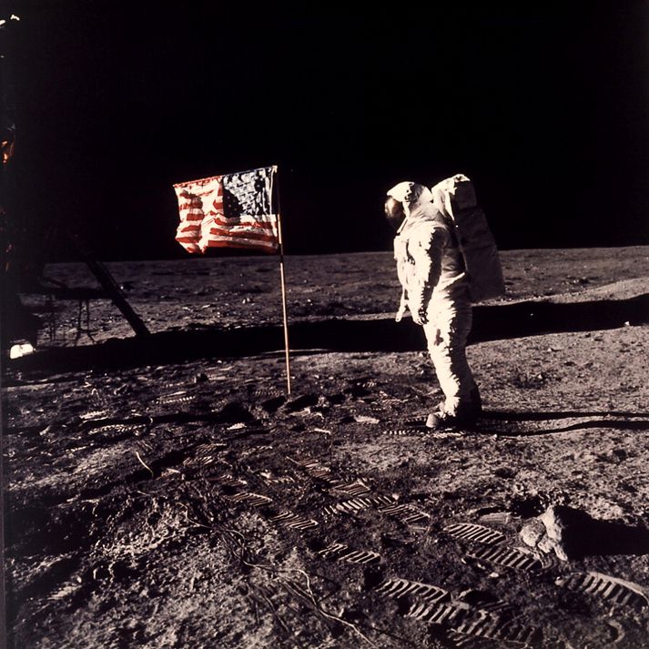 Buzz Aldrin á tunglinu.