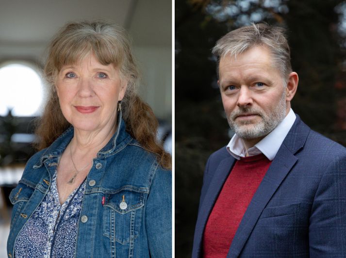 Kolbrún Halldórsdóttir formaður BHM og Þorsteinn Víglundsson formaður SI ræddu vaxtahækkanir í myndverinu.