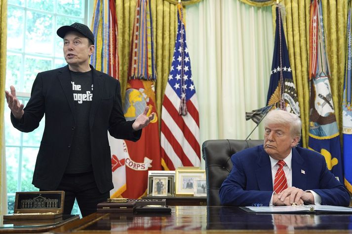 Elon Musk og Donald Trump í Hvíta húsinu á dögunum.