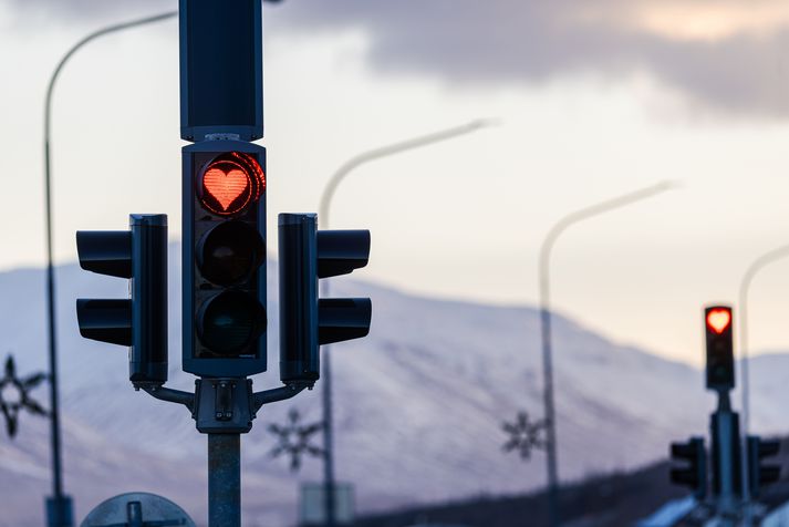 Umferðarljós Akureyrar vekja oftast lukku meðal ferðamanna. Mögulega of mikla lukku að mati Vegagerðarinnar.