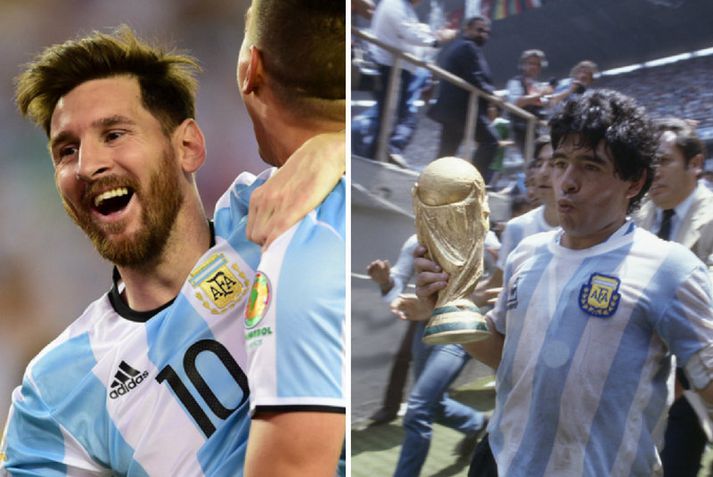 Lionel Messi og Diego Maradona.