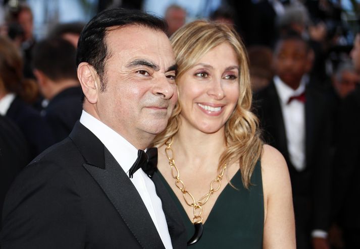 Carlos Ghosn með konu sinni Carole á meðan allt lék í lyndi.