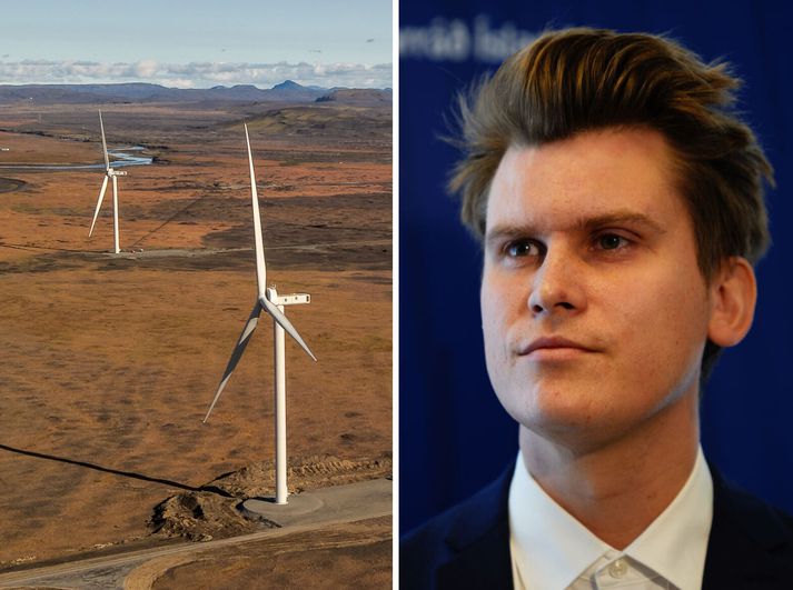 Jóhann Páll Jóhannsson umhverfis-, orku- og loftslagsráðherra fagnaði gangsetningu fyrsta vindorkuvers landsins í dag.