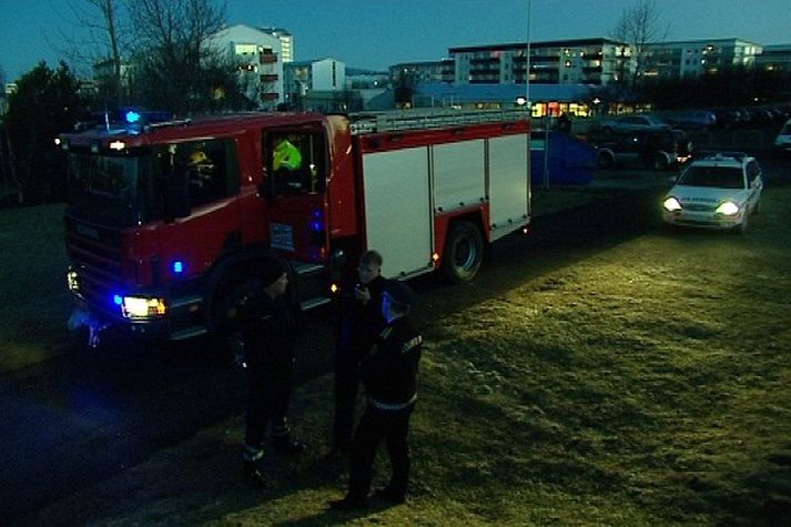 Mikill viðbúnaður var í morgun.
