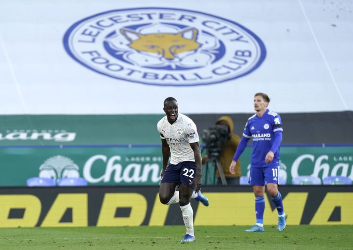 Benjamin Mendy fagnar marki sínu í dag.