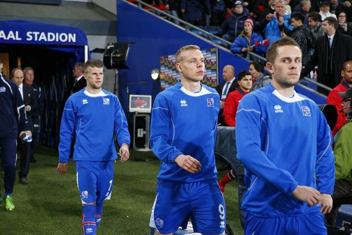Gylfi Þór Sigurðsson, Kolbeinn Sigþórsson og Jóhann Berg Guðmundsson verða að óbreyttu í byrjunarliðinu í kvöld.