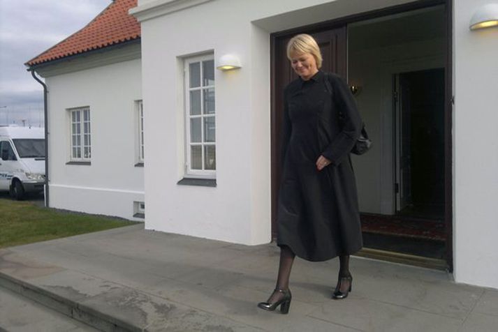 Oddný Harðardóttir yfirgefur ríkisráðsfund í dag.