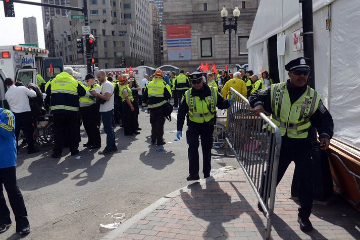 Lögreglumenn að störfum í Boston.