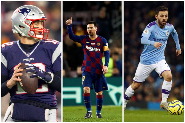 Tom Brady, Lionel Messi og Bernardo Silva.