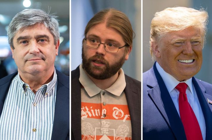 Guðmundur Franklín Jónsson forsetaframbjóðandi, Helgi Hrafn Gunnarsson þingmaður Pírata og Donald Trump Bandaríkjaforseti.