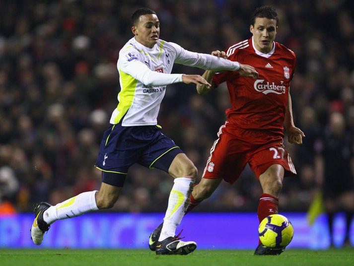 Philipp Degen í leik með Liverpool á móti Tottenham.