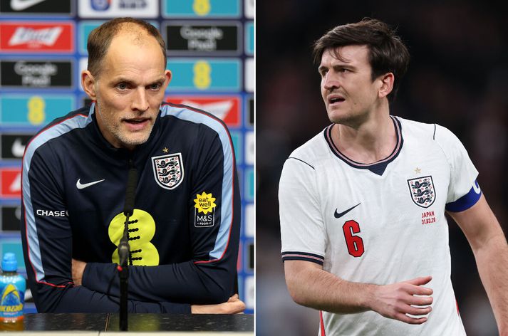 Thomas Tuchel, landsliðsþjálfari Englands kaus að taka Harry Maguire, miðvörð Manchester United ekki með á HM í sumar. 