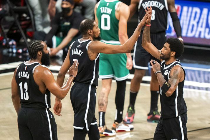 James Harden, Kevin Durant og Kyrie Irving sköpuðu ekki alveg þær góðu minningar sem vonast var til hjá Brooklyn Nets og eru nú allir farnir.